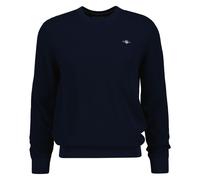 GANT Herren Stirckpullover mit Rundhals - Micro Textured Cotton C-Neck, Baumwolle Blau L