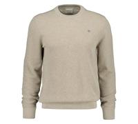 GANT Herren Stirckpullover mit Rundhals - Micro Textured Cotton C-Neck, Baumwolle M Beige