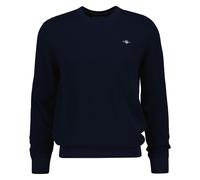 GANT Herren Stirckpullover mit Rundhals - Micro Textured Cotton C-Neck, Baumwolle M Blau