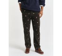 GANT Herren Straight Fit Cordhose mit Stickerei (33) DARK MOSS Grün