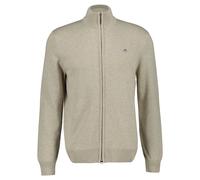 GANT Herren Strickjacke - CASUAL COTTON ZIP CARDIGAN, Stehkragen, Baumwolle Beige Melange L