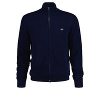 GANT Herren Strickjacke - CASUAL COTTON ZIP CARDIGAN, Stehkragen, Baumwolle Blau 3XL