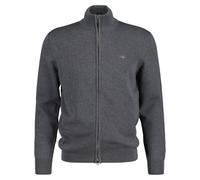 GANT Herren Strickjacke - CASUAL COTTON ZIP CARDIGAN, Stehkragen, Baumwolle Grau 3XL