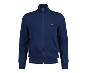 GANT Herren Strickjacke - CASUAL COTTON ZIP CARDIGAN, Stehkragen, Baumwolle Jeansblau Melange / 5XL 5XL Blau