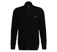 GANT Herren Strickjacke - CASUAL COTTON ZIP CARDIGAN, Stehkragen, Baumwolle Schwarz 3XL