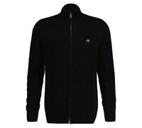 GANT Herren Strickjacke - CASUAL COTTON ZIP CARDIGAN, Stehkragen, Baumwolle Schwarz / 3XL XXXL Schwarz