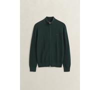 GANT Regular Fit Strickjacke aus Baumwoll-Woll-Mix Modell 'HERRINGBONE TEXTURE ZIP' in Dunkelgruen, Größe XL