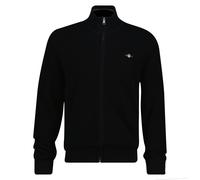 Sweatshirt GANT "Strickjacke MICRO TEXTURED COTTON ZIP CARDIGAN 1er Pack", Herren, Gr. L, schwarz, Obermaterial: 100% Baumwolle CO., Sweatshirts Sweatshirt (41491726-L) schwarz