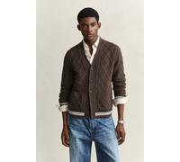 Gant Wool Cable Knitted Cardigan Shadow Brown Braun M