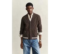 Gant Wool Cable Knitted Cardigan Shadow Brown Braun XL