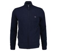 GANT Herren Strickjacke - SUPERFINE LAMBSWOOL ZIP CARDIGAN, Stehkragen, Wolle Dunkelblau / 4XL 4XL Blau