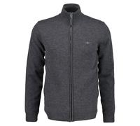 GANT Herren Strickjacke - SUPERFINE LAMBSWOOL ZIP CARDIGAN, Stehkragen, Wolle Dunkelgrau / L L Grau