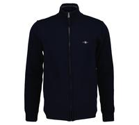 Cardigan GANT "SUPERFINE LAMBSWOOL", Herren, Gr. 4XL, schwarz (marine), Strick, Obermaterial: 100% Wolle, normal, Rippbündchen, Strickjacken, Reißverschluss, aus Wolle, regular fit (77207231-4XL) mari