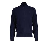 GANT Herren Strickjacke, Wolle - EXTRAFINE LAMBSWOOL ZIP CARDIGAN, Stehkragen Blau XL