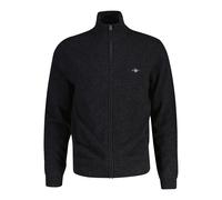 GANT Herren Strickjacke, Wolle - EXTRAFINE LAMBSWOOL ZIP CARDIGAN, Stehkragen XXXL Anthrazit