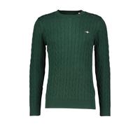Gant Herren Strickpullover aus Baumwolle COTTON CABLE C-NECK, grün, Gr. L