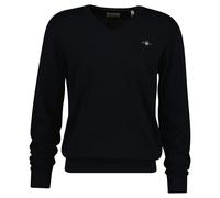 GANT Herren Strickpullover - CLASSIC COTTON V-NECK, Baumwolle, V-Ausschnitt, Regular Fit Schwarz / L L Schwarz