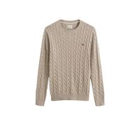 Strickpullover GANT "COTTON CABLE C-NECK", Herren, Gr. 3XL, oat melange, Strick, Obermaterial: 100% Baumwolle, Basic, regular fit hüftlang, Rundhals, Rippstrickbündchen, Pullover Strickpullover, mit W