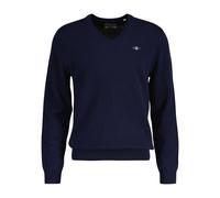 GANT Herrenpullover Extrafine Lammwolle V‑Ausschnitt – Feinstrick, 90% Wolle – Marine XXL