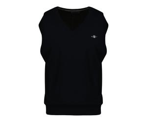 GANT Herren Strickpullunder - CLASSIC COTTON VEST, V-Ausschnitt, Baumwolle Blau / 3XL XXXL Blau