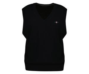 GANT Herren Strickpullunder - CLASSIC COTTON VEST, V-Ausschnitt, Baumwolle Schwarz 3XL