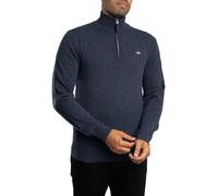 GANT Herren Superfeiner Lammwollstrick Mit Halbem Reißverschluss, Dark Navy Melange, M