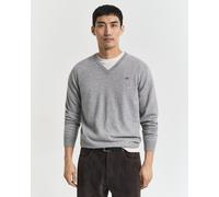 Gant Superfine Lambswool Pullover Mit V-ausschnitt L Grey Melange