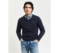 Gant Superfine Lambswool Pullover Mit V-ausschnitt M Dark Navy Melange