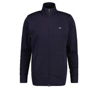 Sweatjacke GANT "REG SHIELD FULL ZIP SWEAT", Herren, Gr. XXL, blau (evening blau), Sweatware, Obermaterial: 87% Baumwolle, 13% Polyester, unifarben, regular fit hüftlang, hoch geschlossener Ausschnitt