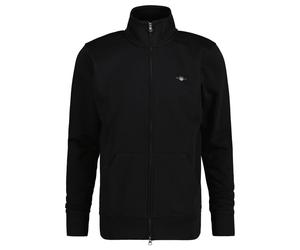 GANT Herren Sweatjacke - REGULAR SHIELD FULL ZIP SWEAT, Reißverschluss, Stehkragen Schwarz L