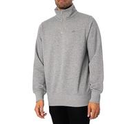 GANT Sweatshirt Shield Regular Fit Halb-Reißverschluss Herren Grau Melange 3XL