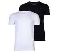 GANT Herren T-Shirt, 2er Pack - V-Ausschnitt, V-Neck, kurzarm, Baumwolle Schwarz/Weiß S