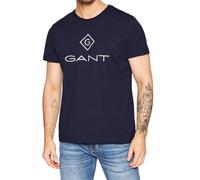 GANT Herren T-Shirt mit großem Marken-Print Baumwoll-Shirt Rundhals-Shirt 2023000 433 Navy S