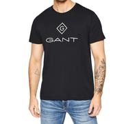 GANT Herren T-Shirt mit großem Marken-Print Baumwoll-Shirt Rundhals-Shirt 2023000 5 Schwarz M