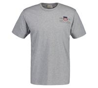 T-Shirt GANT "REG ARCHIVE SHIELD EMB SS T-SHIRT", Herren, Gr. S, grau (grau melange), Jersey, Obermaterial: 100% Baumwolle, meliert, regular fit hüftlang, Rundhals, abgesteppte Kante, Shirts T-Shirt,
