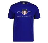 GANT Herren T-Shirt - REGULAR ARCHIVE SHIELD, Rundhals, kurzarm, Baumwolle, Print Blau (Crisp Blue) L
