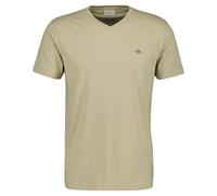 GANT Herren T-Shirt V-Neck, Slim Fit - SLIM SHIELD V-NECK T-SHIRT, Kurzarm, Cotton 4XL Beige