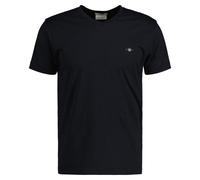 T-Shirt GANT "SLIM SHIELD V-NECK T-SHIRT", Herren, Gr. 4XL, schwarz, Obermaterial: 100% Baumwolle, unifarben, slim fit hüftbedeckend, V-Ausschnitt, abgesteppte Kante, Shirts T-Shirt, mit einer kleinen