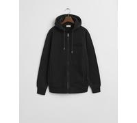 Kapuzensweatjacke GANT "TONAL SHIELD FULL ZIP", Herren, Gr. M, schwarz, Sweatware, Obermaterial: 100% Baumwolle, regular fit, Rippbündchen, Sweatjacken, Sweatjacke, regular fit (77421117-M) schwarz