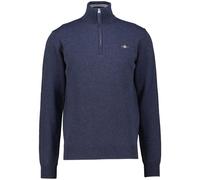 GANT Herren Superfeiner Lammwollstrick Mit Halbem Reißverschluss, Dark Navy Melange, XXL