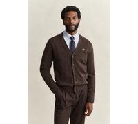 GANT Herren V-Neck Strickjacke aus Lambswool (L) DARK Braun MELANGE