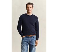 GANT Herren Wollmix Rundhalspullover mit Noppenstruktur (L) EVENING Blau