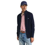 GANT Herren Zipped Textured Cotton Cardigan Strickjacke, Evening Blue, XXXL