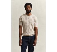 GANT Herren Zopfstrick Kurzarmpullover aus Baumwolle (L) OAT MELANGE