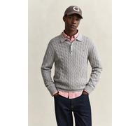 GANT Herren Zopfstrick Polopullover aus Baumwolle (M) Grau MELANGE