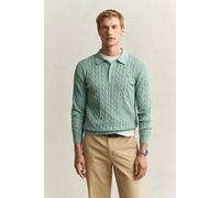 GANT Herren Zopfstrick Polopullover aus Baumwolle (XL) SOFT Grün MELANGE