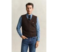 GANT Herren Zopfstrick Pullunder aus Lambswool (XXL) Schwarz Braun