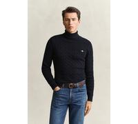 GANT Herren Zopfstrick Rollkragenpullover aus Baumwolle (M) EVENING Blau