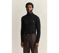 GANT Herren Zopfstrick Rollkragenpullover aus Baumwolle (M) Schwarz