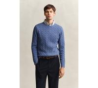 GANT Herren Zopfstrick Rundhalspullover aus Baumwolle (4XL) DENIM Blau MELANGE